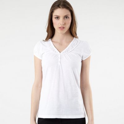 Mantaray White ruched y-neck t-shirt