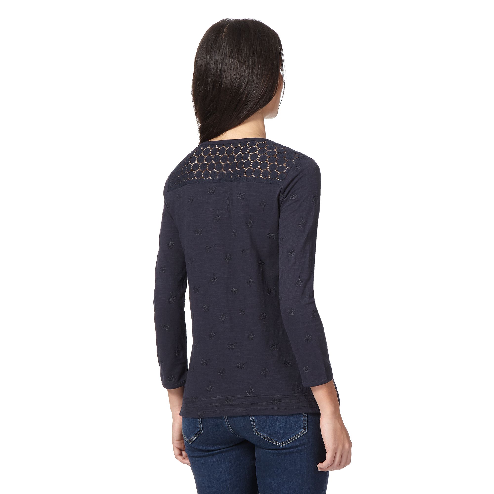 Mantaray Womens Navy Lace Embroidered Top From Debenhams eBay