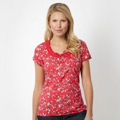 Dark pink broderie scoop neck top