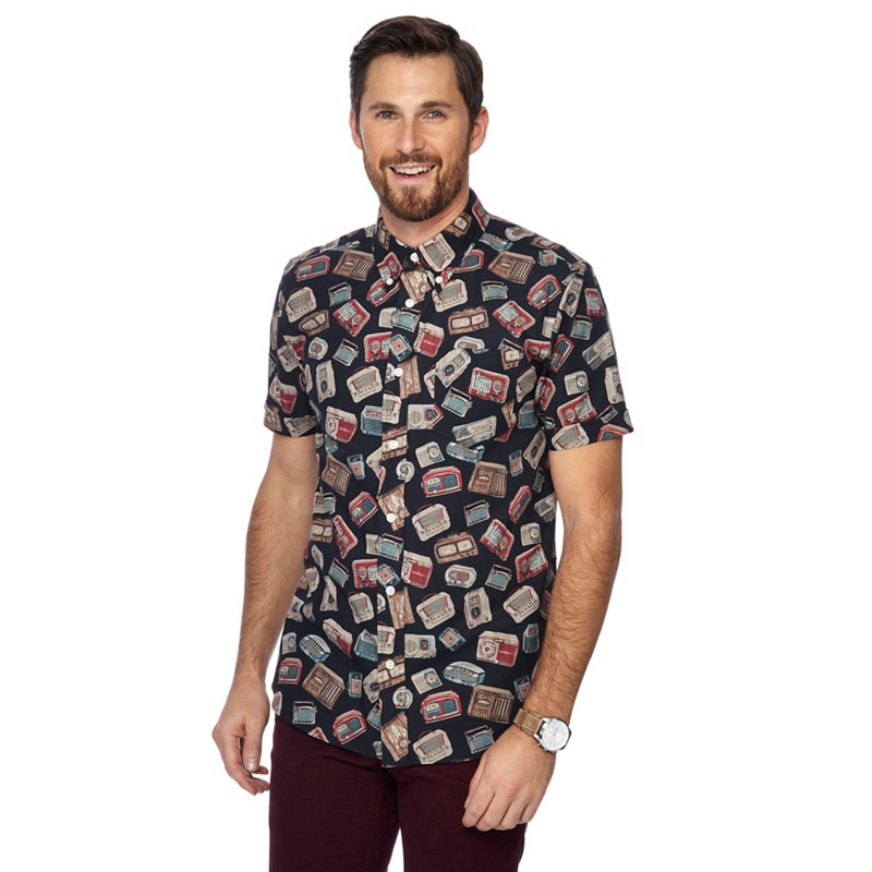 Hammond & Co. by Patrick Grant - Big And Tall Multi-Coloured Radio Print Button Down Collar Short Sleeve Regular Fit Shirt Review