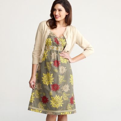 Khaki & yellow floral dress