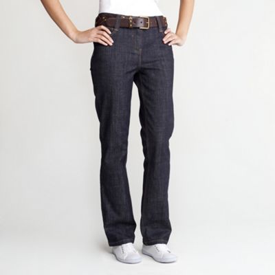 Dark blue slim belted jeans