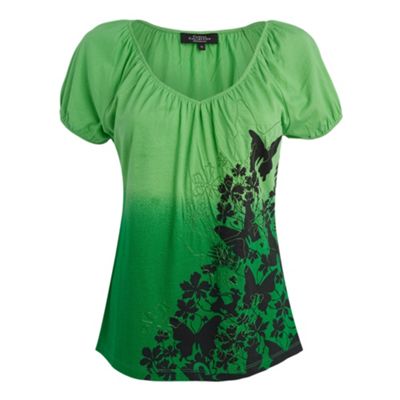 Green dip dye butterfly t-shirt