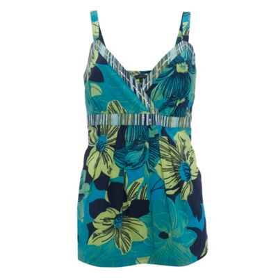 Casual Collection Aqua orchid flower print cami