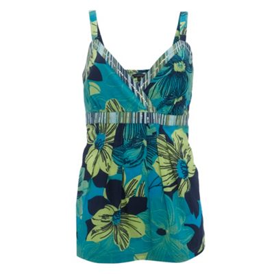 Aqua orchid flower print cami
