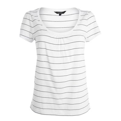 White striped puff sleeve t-shirt