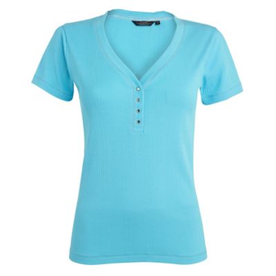 Casual Collection Turquoise ribbed granded t-shirt