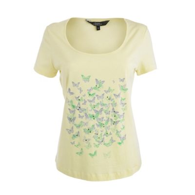 Yellow smudgy butterfly print t-shirt