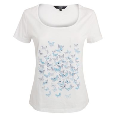 Casual Collection White smudge butterfly t-shirt