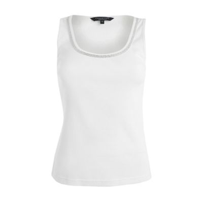 Casual Collection White beaded trim vest top