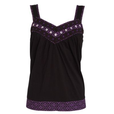 Black crochet detail camisole