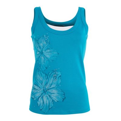 Collection Turquoise hibiscus flower stud vest
