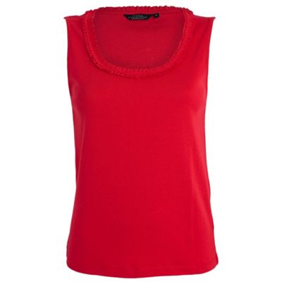 Red frill trim vest top