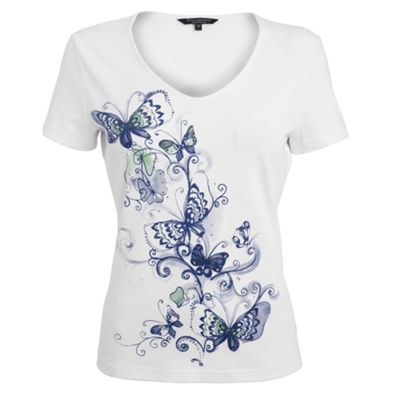 Casual Collection White watercolour butterfly t-shirt