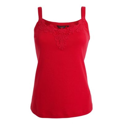 Red crochet detail camisole