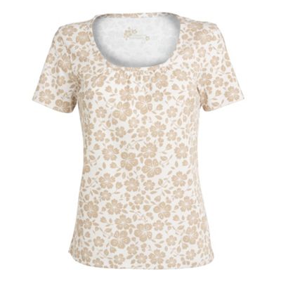 Taupe floral print t-shirt