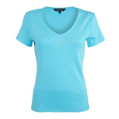 Casual Collection Turqouise gem detail t-shirt