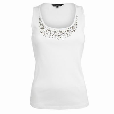 White jewel embellished vest top