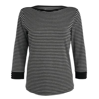Black and white fine stripe top
