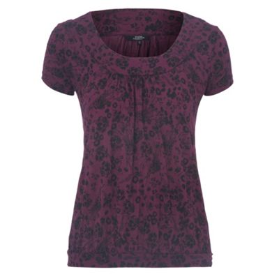 Purple blossom print crinkle t-shirt