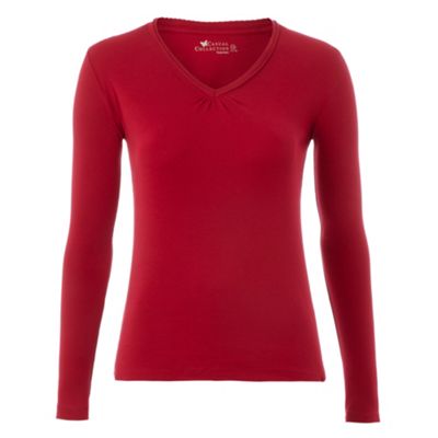 Collection Red picot v-neck t-shirt
