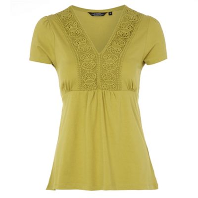 Lime green crocheted trim t-shirt