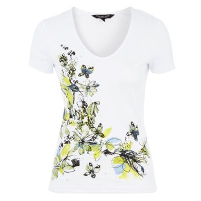 Collection White Humming bird printed t-shirt