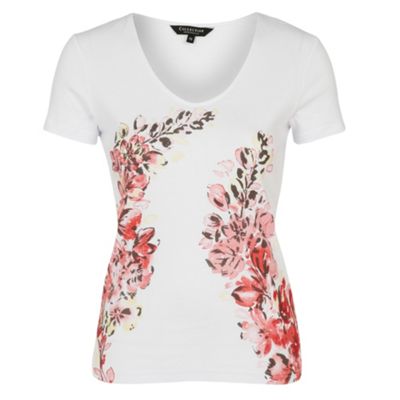 White floral print womans t-shirt
