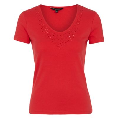 Red v neck womens t-shirt