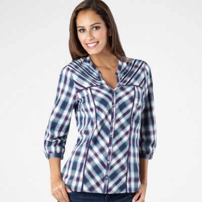 Purple brushed check print top