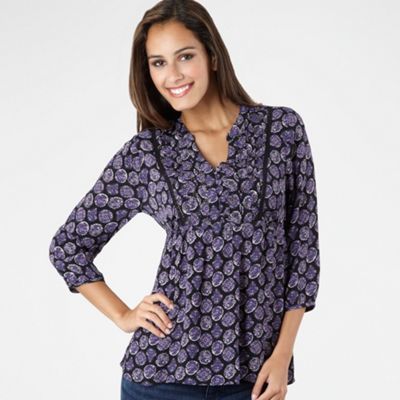 Casual Collection Dark purple bead and crochet trim blouse