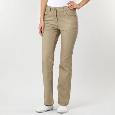 Beige coloured slim leg jeans