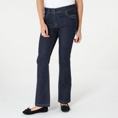 Dark blue crosshatch bootcut jeans