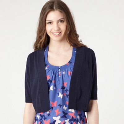 Navy shell top and three quarter length sleeve cardigan set