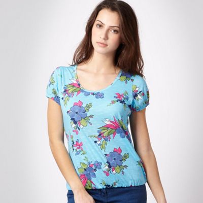 Casual Collection Turquoise floral bubble hem t-shirt