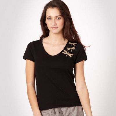 Casual Collection Black diamante dragonfly t-shirt