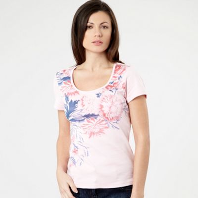 Pale pink oriental rose print t-shirt