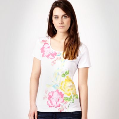 Casual Collection White studded floral print t-shirt