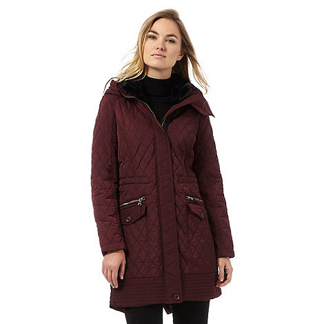 The Collection Dark red longline quilted parka coat | Debenhams