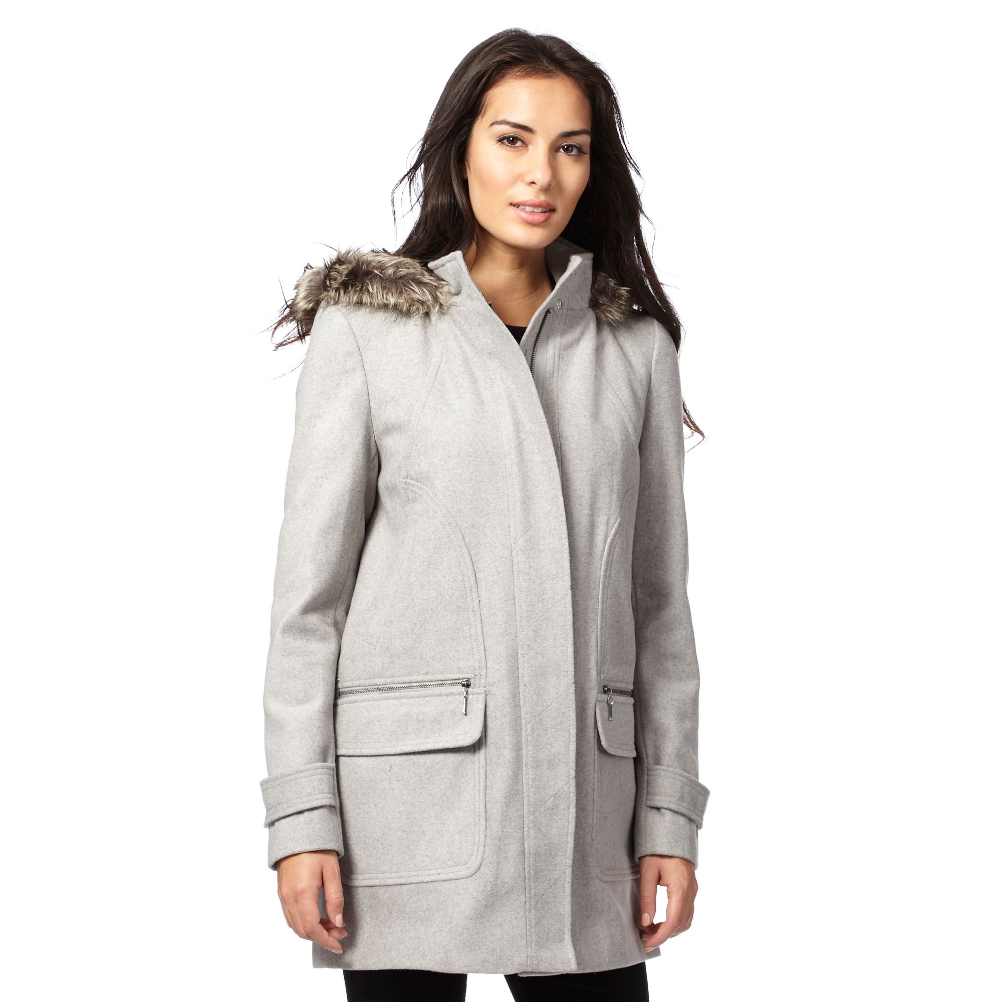 The Collection Womens Grey Hooded Duffle Coat From Debenhams eBay