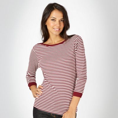 Dark red striped boat neck t-shirt