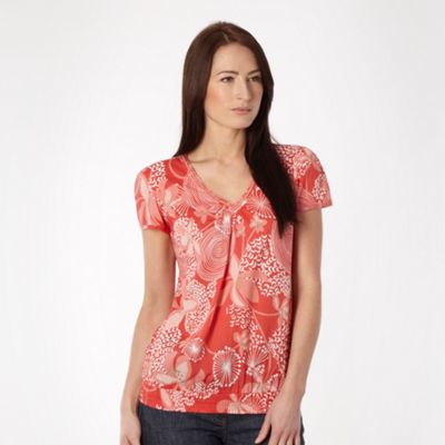 Dark peach floral embroidered top                                                                                               