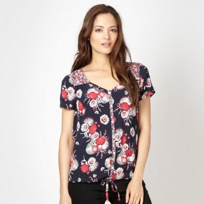 Bright pink mix and match floral crepe shirt                                                                                    