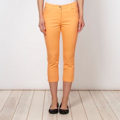 Orange soft stretch denim cropped jeans                                                                                         