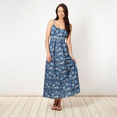 Blue woven floral maxi dress                                                                                                    