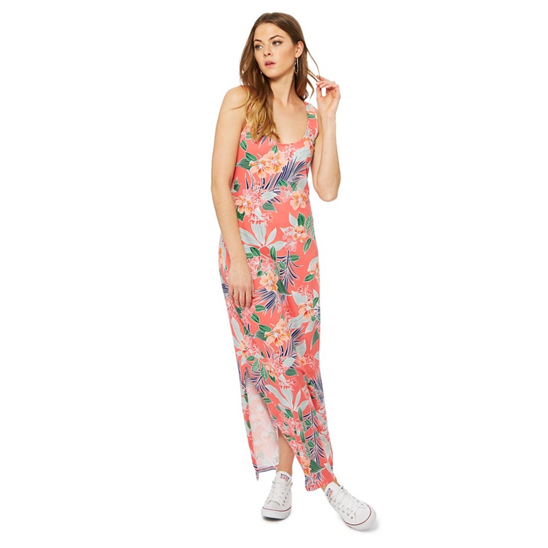 The Collection - Peach Tropical Floral Print Full Length Maxi Dress Review