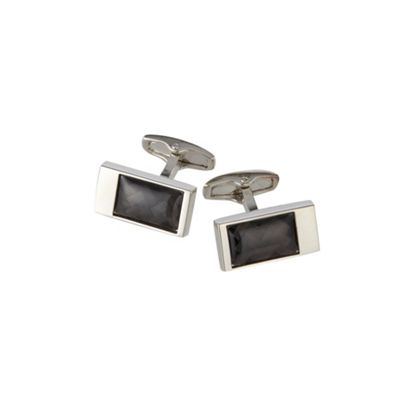 Jeff Banks Silver rectangular patterned cufflinks