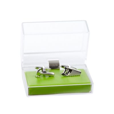 Grey hammer and saw cufflinks