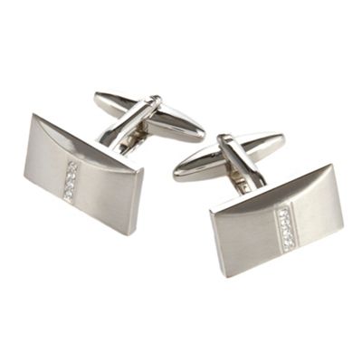 Grey four crystal brushed cufflinks