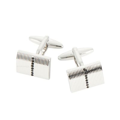 Thomas Nash Black ribbed crystal cufflinks